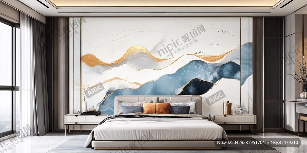 現(xiàn)代簡約風臥室背景墻設計