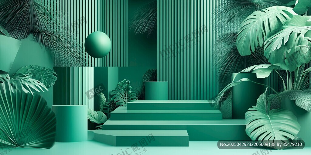 綠色植物裝飾的清新空間