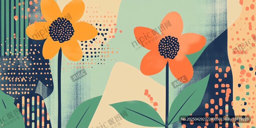 抽象花卉圖案背景插畫