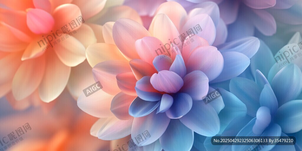 夢幻絢麗多彩花卉背景圖