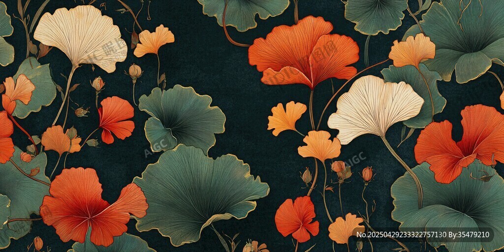 中式花卉圖案的精美設(shè)計(jì)