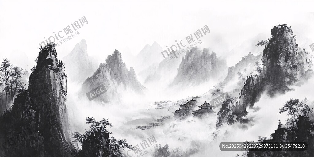 水墨山水意境圖