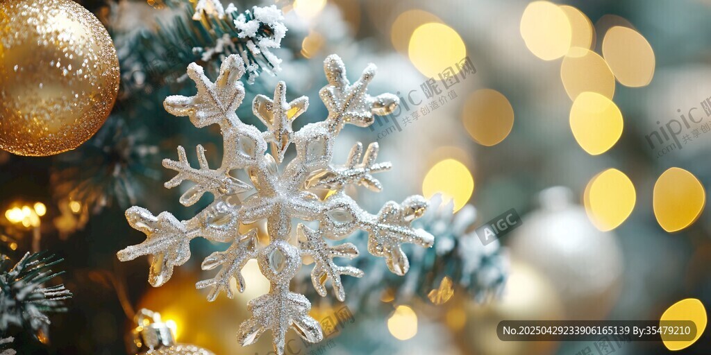 雪花裝飾點亮圣誕氛圍