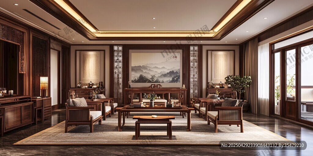 中式典雅客廳室內(nèi)設(shè)計圖