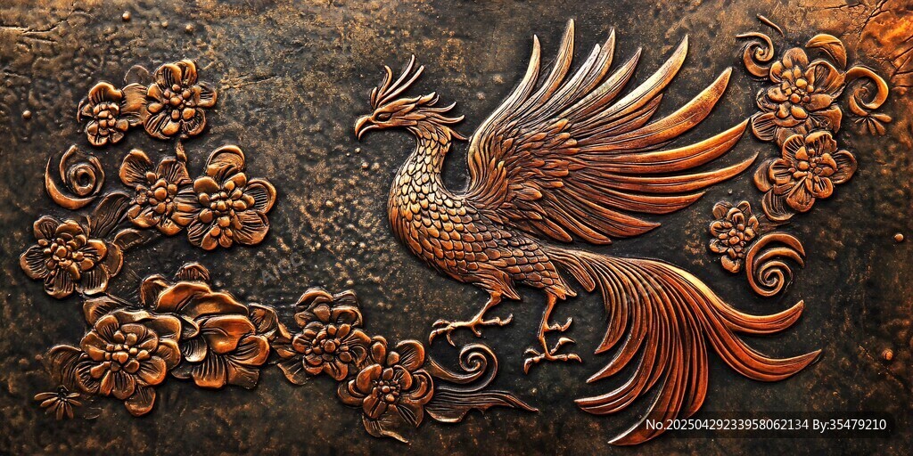 鳳凰花卉金屬浮雕藝術(shù)