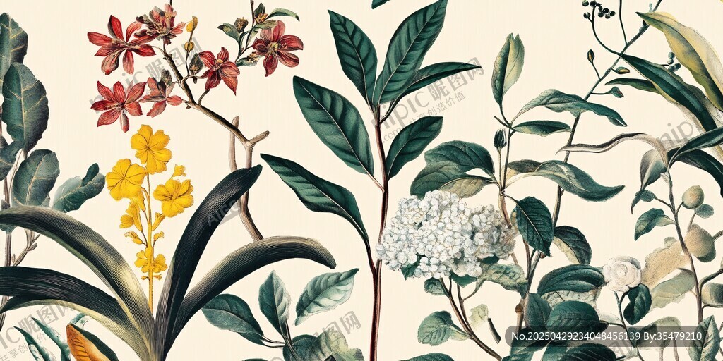 復(fù)古風(fēng)植物花卉插畫圖案