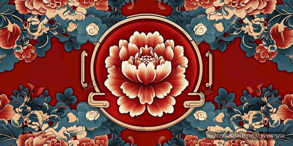 中式牡丹花卉傳統(tǒng)裝飾圖