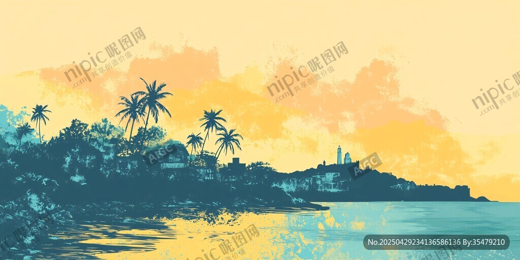熱帶海濱黃昏美景