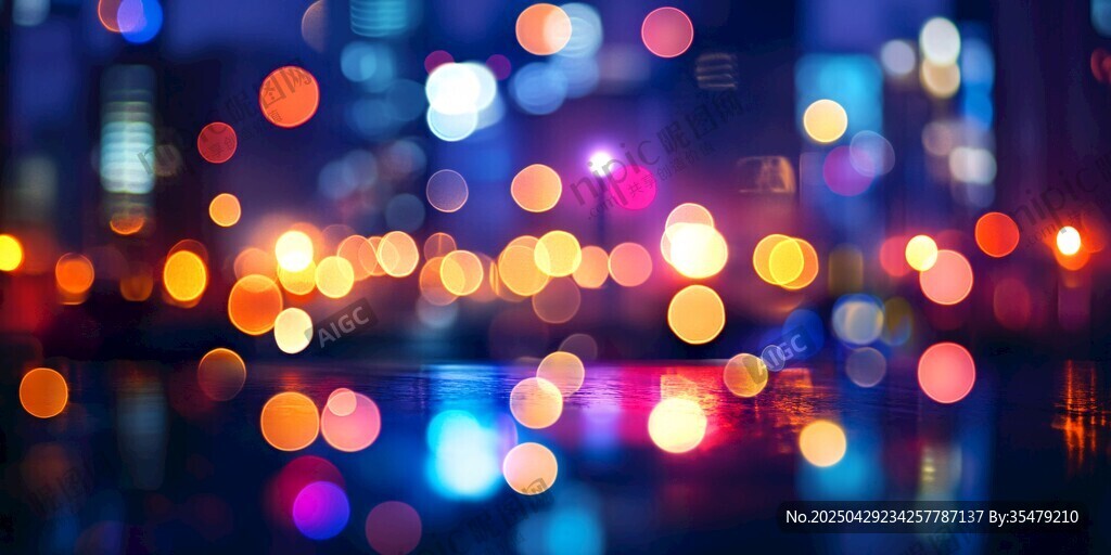 都市璀璨夜景光斑夢(mèng)幻