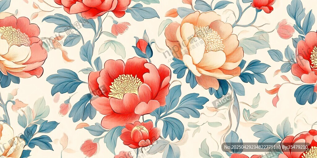 復(fù)古風(fēng)花卉圖案壁紙