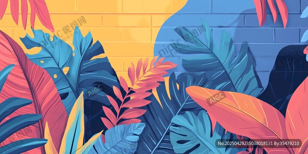 熱帶植物風情插畫