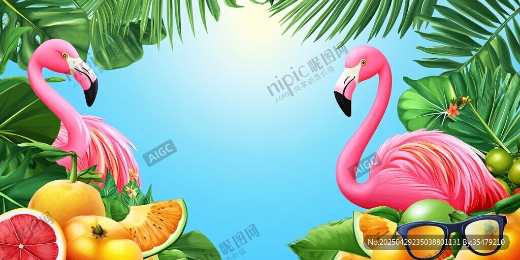 夏日火烈鳥與繽紛水果