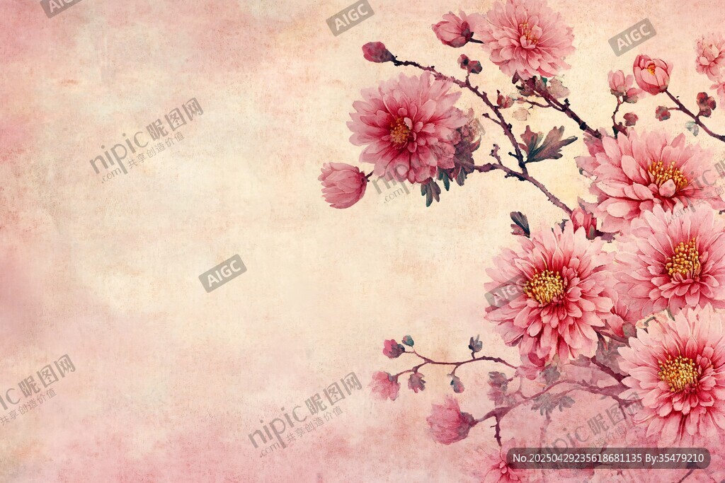 粉艷花卉古風(fēng)背景圖