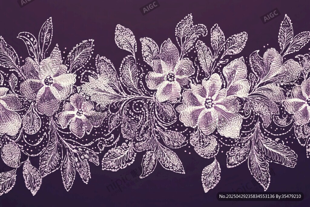 精致白色花卉蕾絲花邊