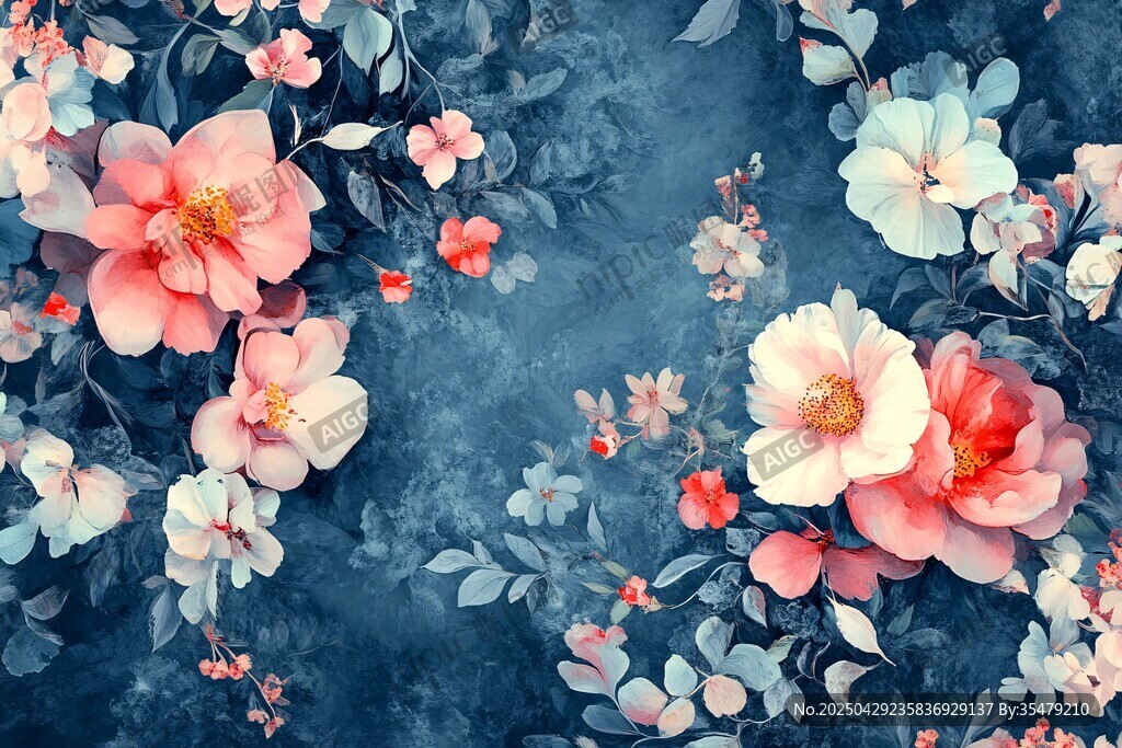 復(fù)古風(fēng)花卉背景圖案
