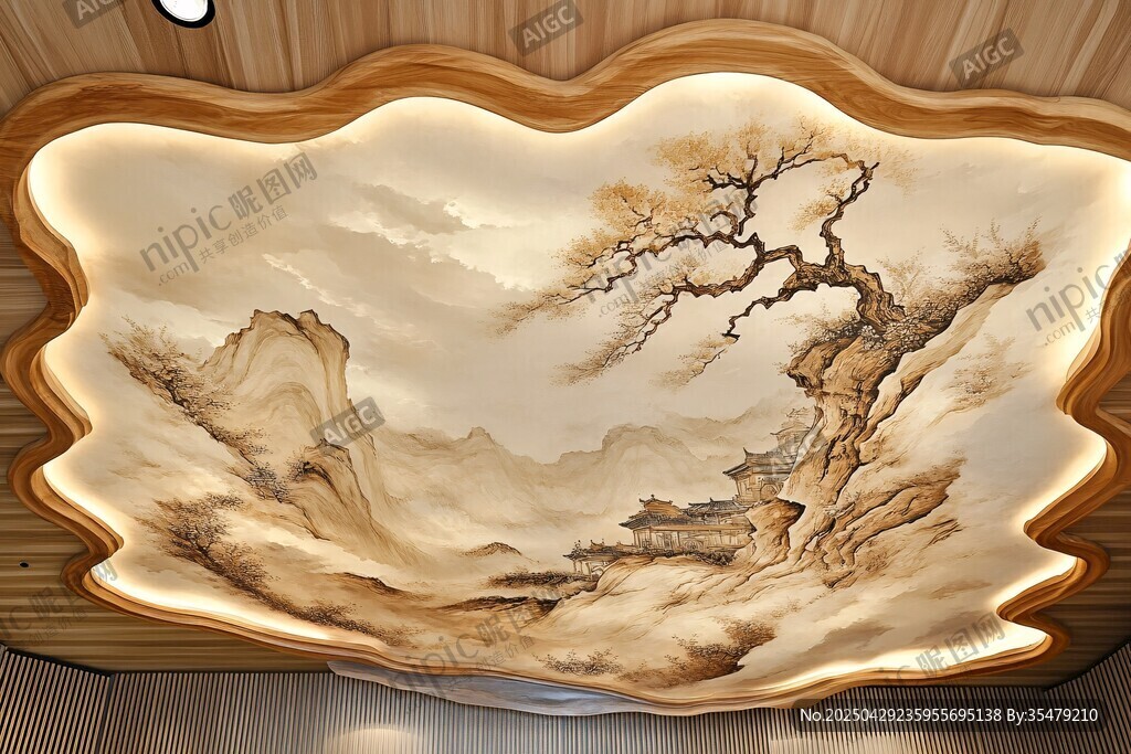 中式山水藝術(shù)吸頂燈
