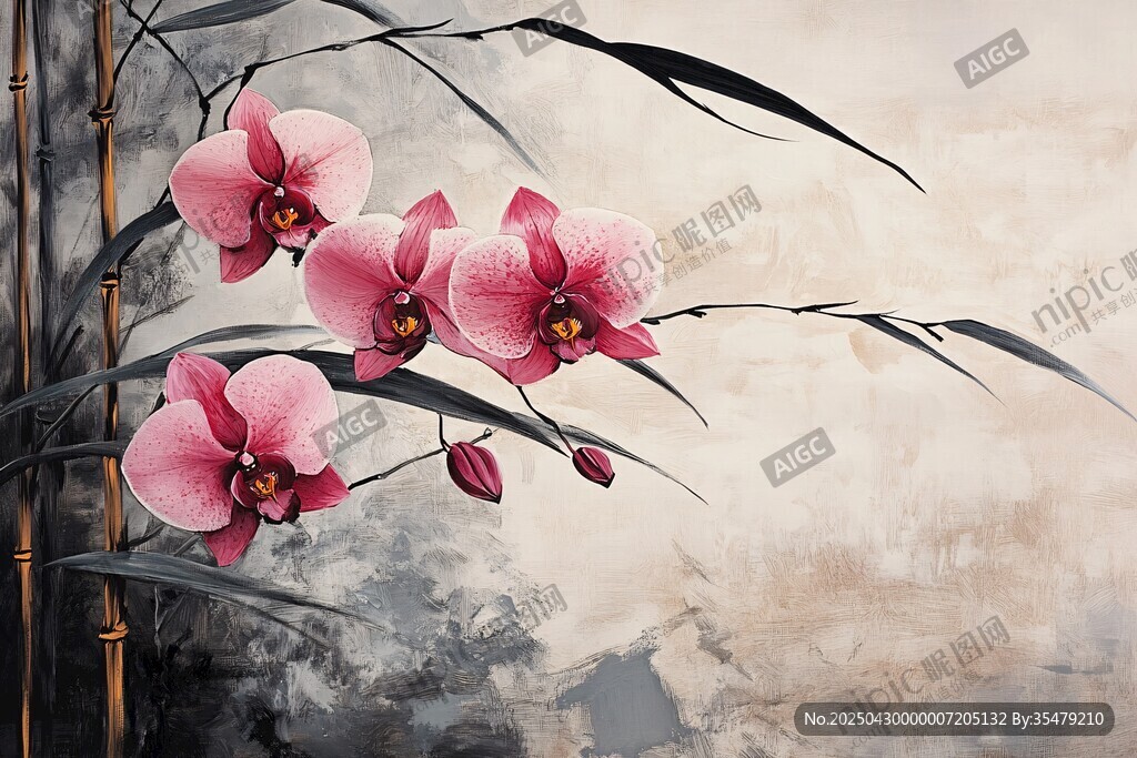 水墨風(fēng)綻放的嬌艷蝴蝶蘭