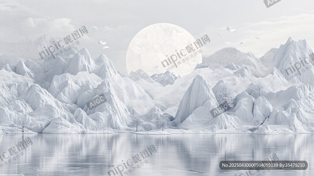 月下冰川美景