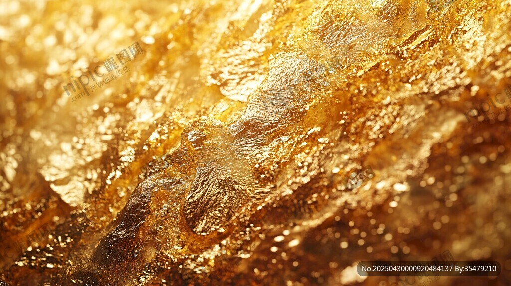金色璀璨紋理礦石特寫