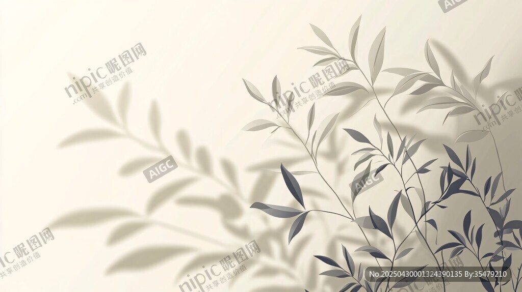中式水墨風竹葉光影畫面