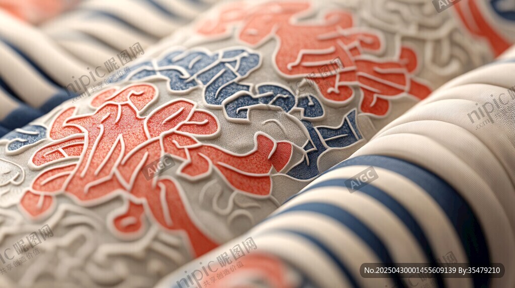 精美傳統(tǒng)花紋布藝特寫