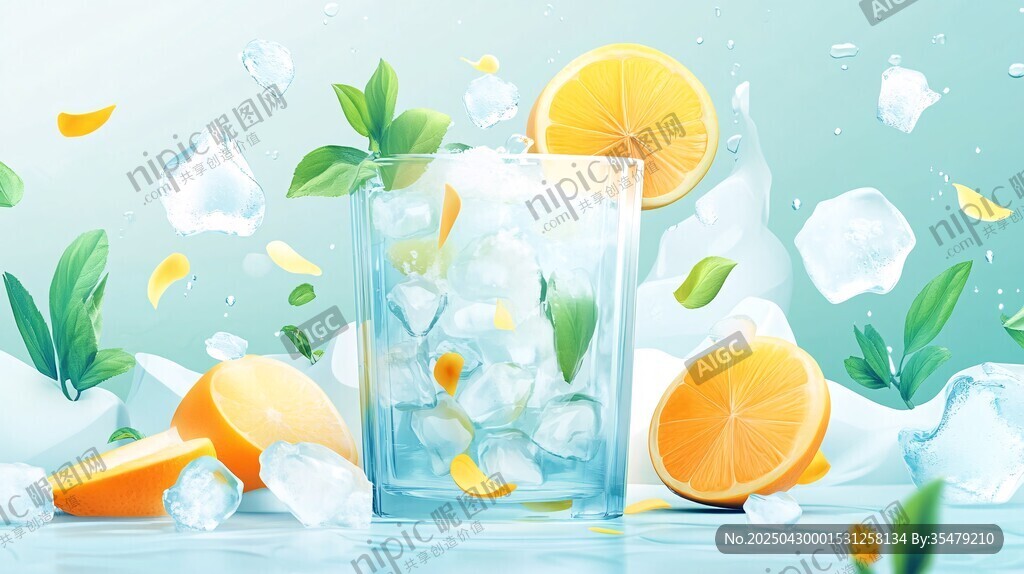清涼檸檬冰飲 夏日氛圍感