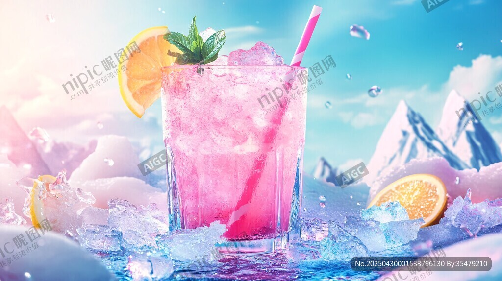 夢(mèng)幻粉色冰飲 清涼一夏