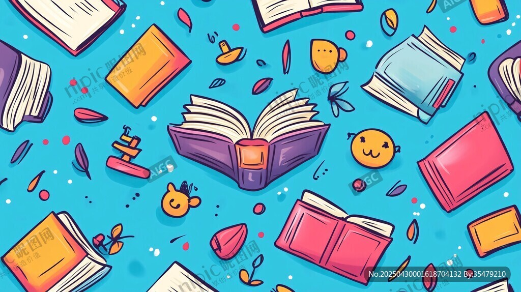 繽紛書籍世界插畫