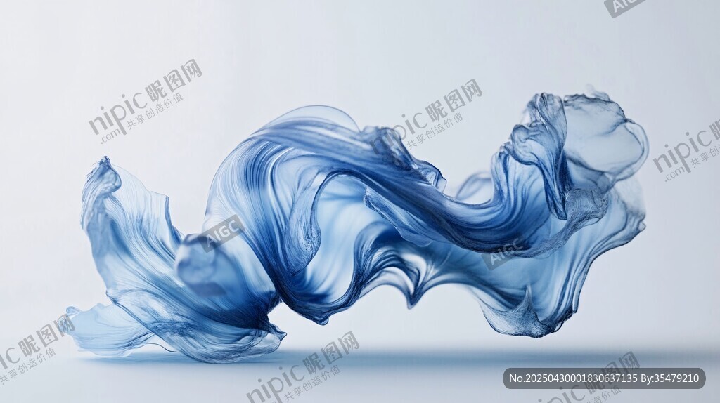 藍色水墨般流動的夢幻液體