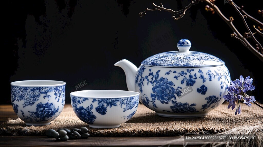 青花茶具古韻雅致