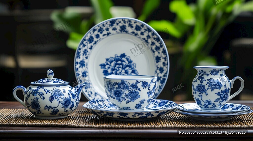 青花茶具組合 盡顯典雅韻味