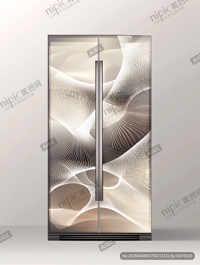 時尚雙門花紋冰箱展示