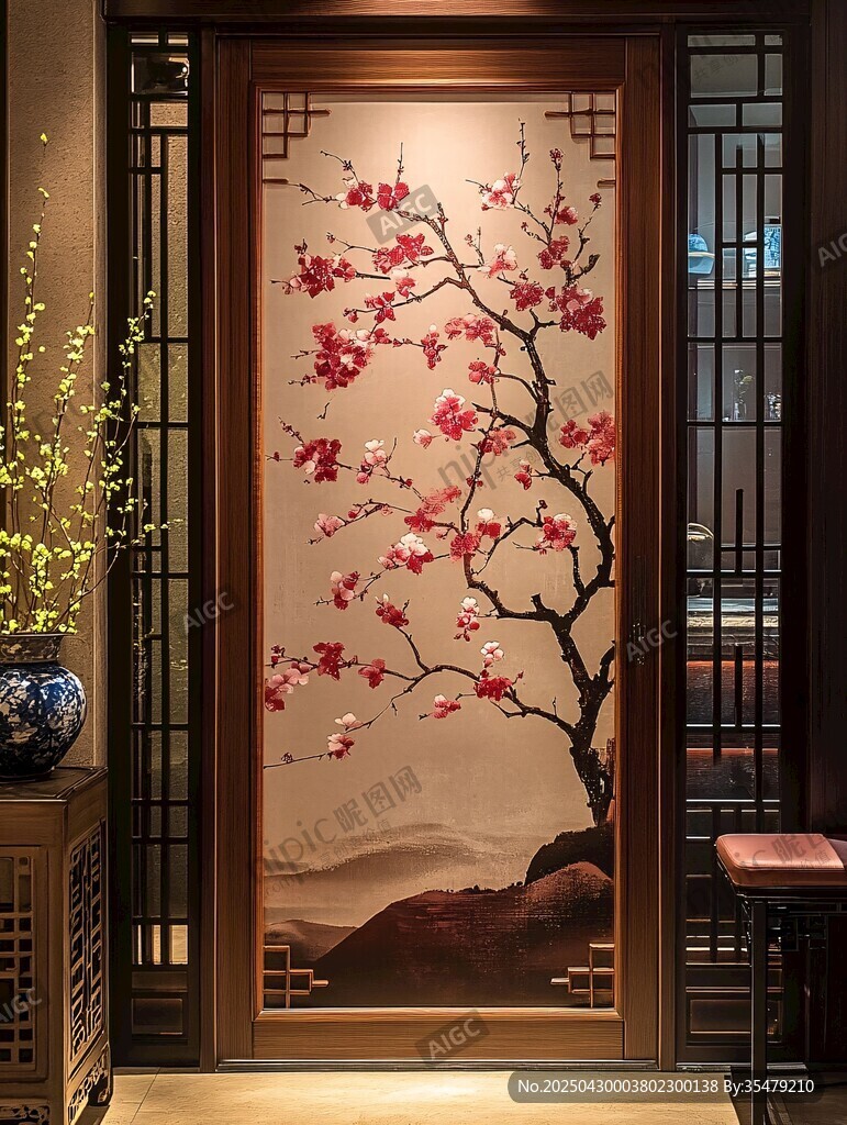 中式梅花屏風(fēng)裝飾之美