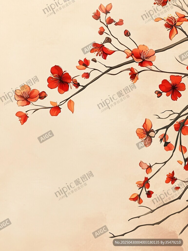 紅桃綻放枝頭