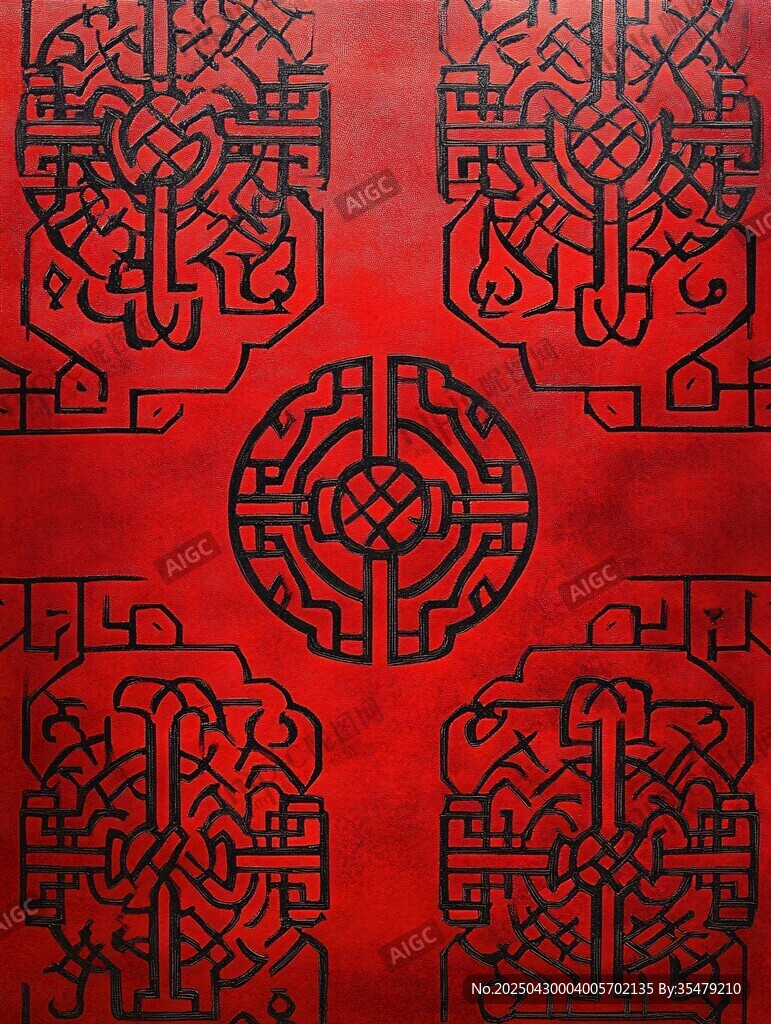 中式紅底傳統(tǒng)幾何圖案