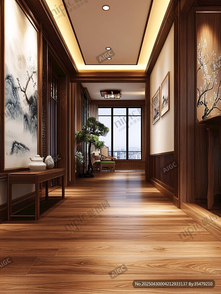 中式典雅走廊空間設(shè)計(jì)