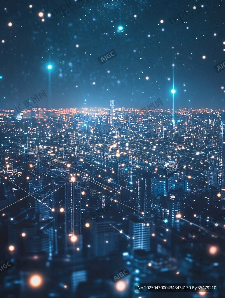 璀璨星空下的未來(lái)都市夜景