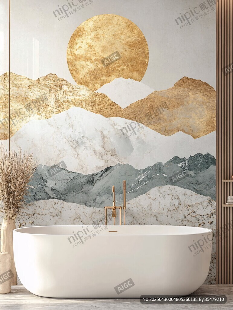 金月映山景的優(yōu)雅浴室