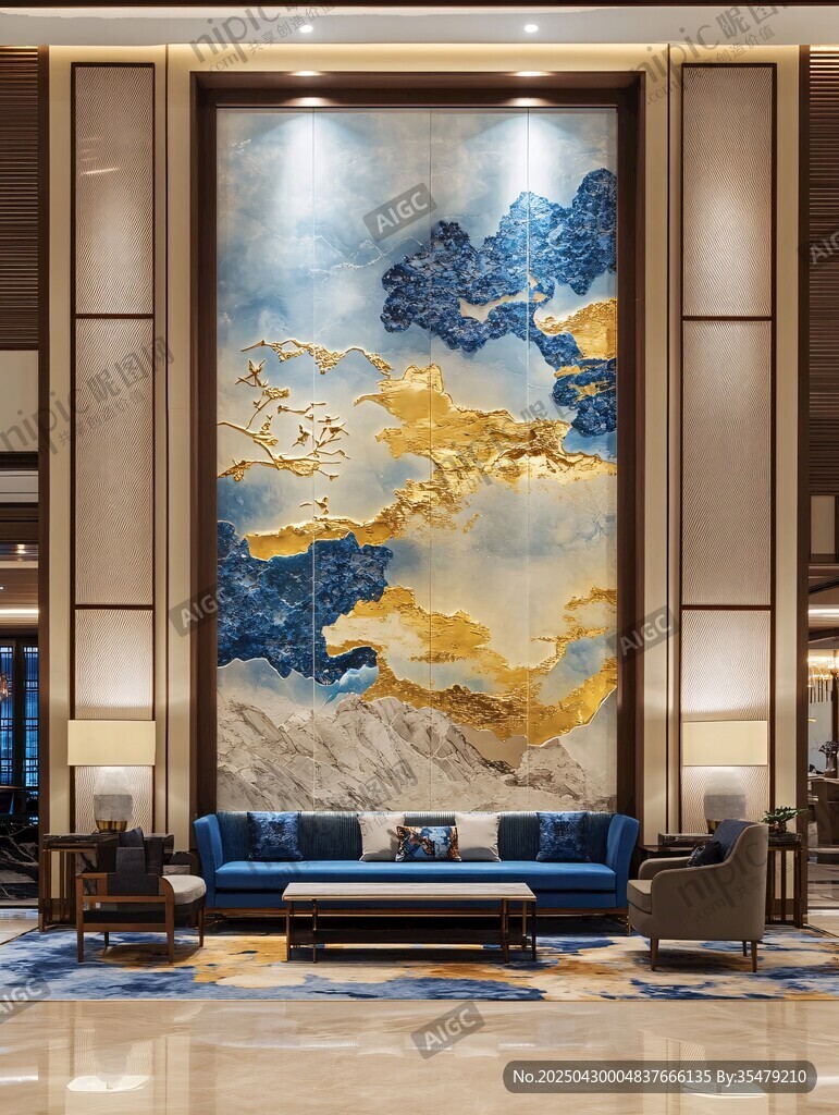 中式客廳大氣山水壁畫(huà)