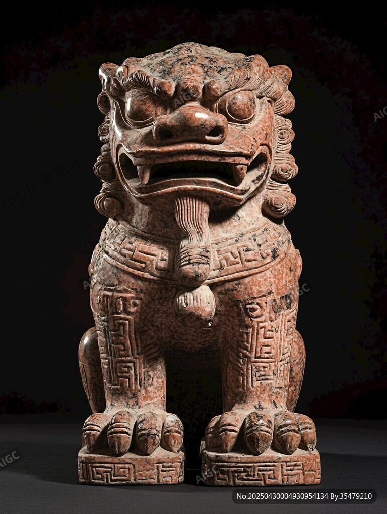 古樸石獅子雕塑