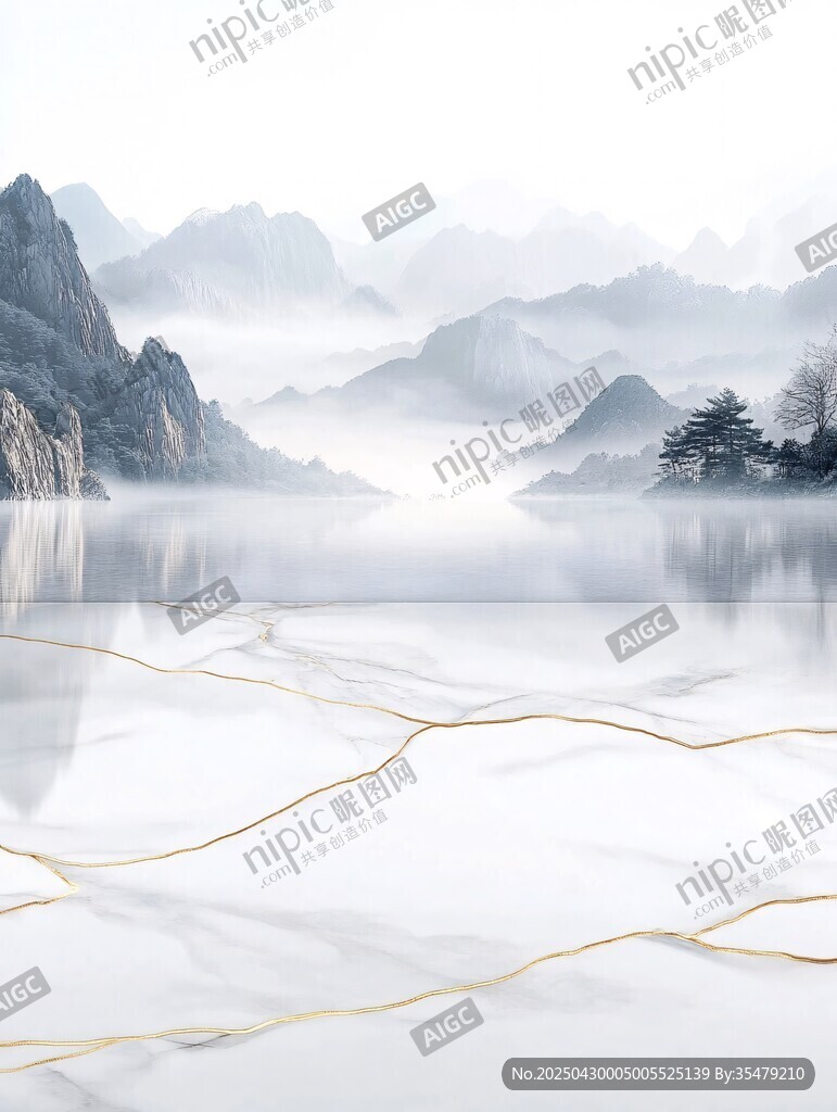 水墨山水大理石紋理圖景