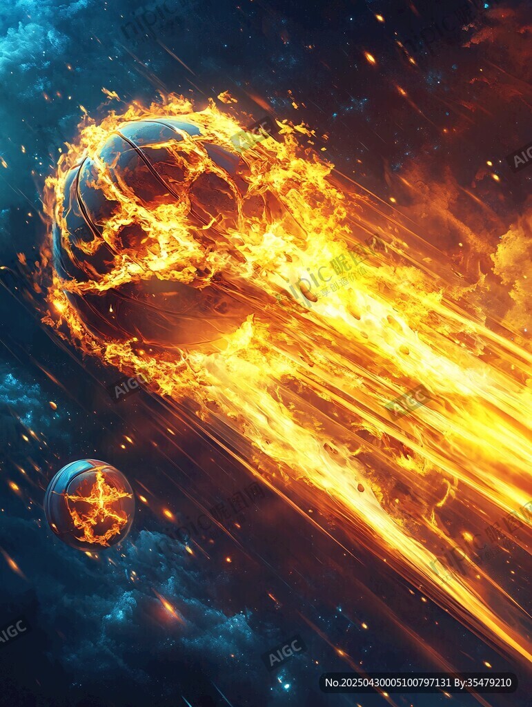 燃燒火球穿越浩瀚宇宙