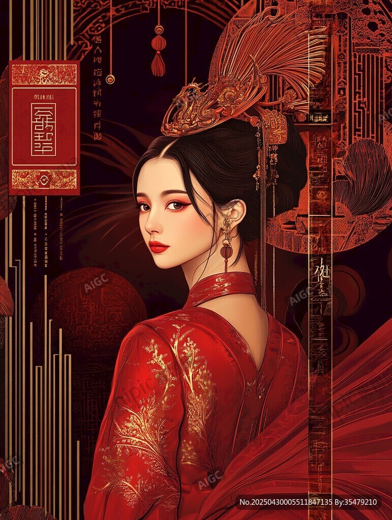 古風紅衣佳人盡顯東方韻味
