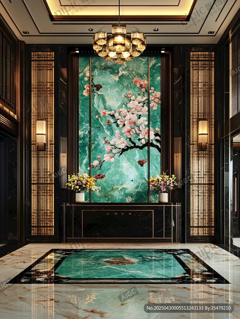 中式奢華大廳 藝術(shù)裝飾風