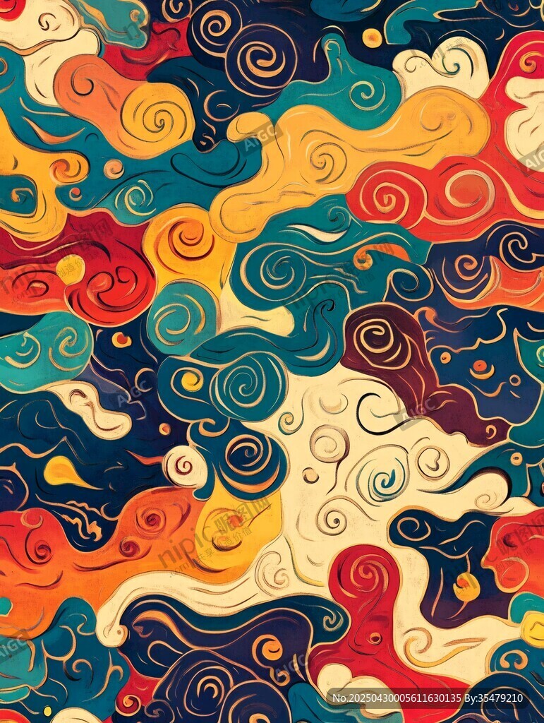 多彩云紋抽象圖案設計