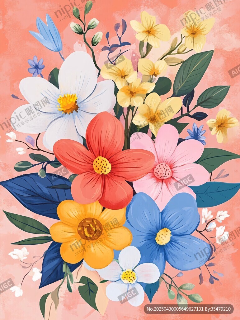 繽紛花卉插畫(huà) 色彩絢麗