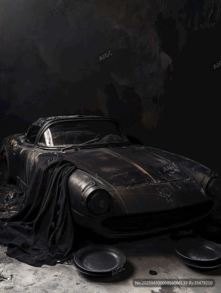廢棄車庫中的復(fù)古神秘跑車