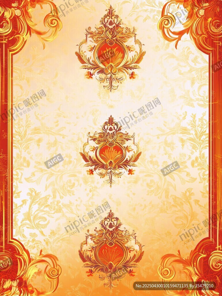 華麗復(fù)古金色花紋裝飾圖