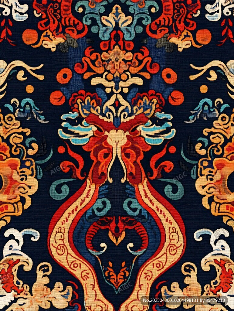 中式傳統(tǒng)神獸花紋圖案