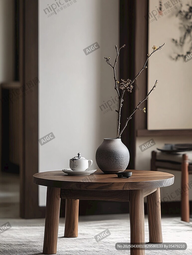 中式禪意茶桌花瓶擺件